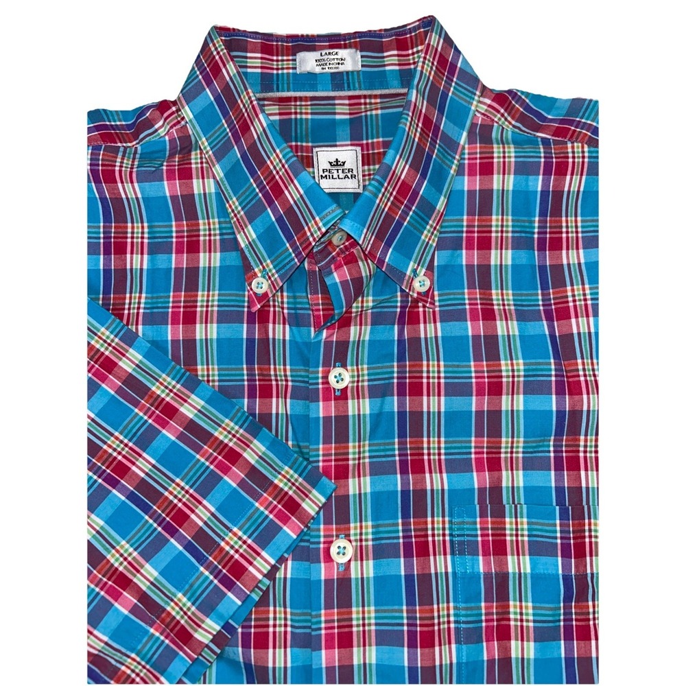 Peter Millar‎ Multi Colored Bright Short Sleeve Button Down Shirt Men's Large